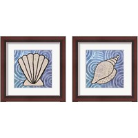Framed 'Whimsy Coastal Shell 2 Piece Framed Art Print Set' border=