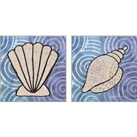 Framed 'Whimsy Coastal Shell 2 Piece Art Print Set' border=