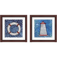 Framed 'Whimsy Coastal 2 Piece Framed Art Print Set' border=