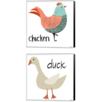 Framed 'Farm Animal 2 Piece Canvas Print Set' border=