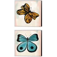 Framed 'Butterfly  2 Piece Canvas Print Set' border=