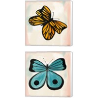 Framed 'Butterfly  2 Piece Canvas Print Set' border=