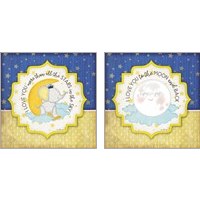 Framed 'I Love You More Than All the Stars 2 Piece Art Print Set' border=