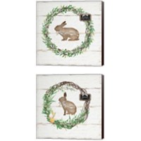 Framed 'Spring Wreath 2 Piece Canvas Print Set' border=
