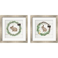 Framed 'Spring Wreath 2 Piece Framed Art Print Set' border=