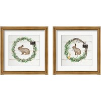 Framed 'Spring Wreath 2 Piece Framed Art Print Set' border=