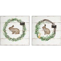Framed 'Spring Wreath 2 Piece Art Print Set' border=