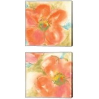 Framed 'Coral Poppy  2 Piece Canvas Print Set' border=