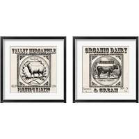 Framed 'Farmhouse Grain Sack Label 2 Piece Framed Art Print Set' border=