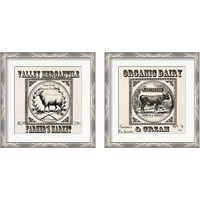 Framed 'Farmhouse Grain Sack Label 2 Piece Framed Art Print Set' border=