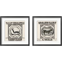 Framed 'Farmhouse Grain Sack Label 2 Piece Framed Art Print Set' border=