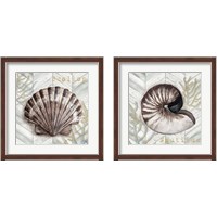 Framed Gray Gold Chevron Sea Life 2 Piece Framed Art Print Set