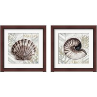 Framed 'Gray Gold Chevron Sea Life 2 Piece Framed Art Print Set' border=