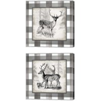 Framed 'Buffalo Check Deer Neutral 2 Piece Canvas Print Set' border=