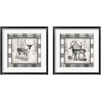 Framed 'Buffalo Check Deer Neutral 2 Piece Framed Art Print Set' border=