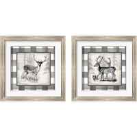 Framed Buffalo Check Deer Neutral 2 Piece Framed Art Print Set