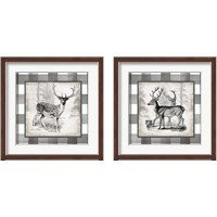 Framed 'Buffalo Check Deer Neutral 2 Piece Framed Art Print Set' border=
