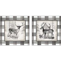 Framed Buffalo Check Deer Neutral 2 Piece Art Print Set