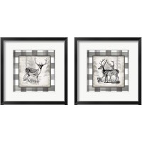 Framed 'Buffalo Check Deer Neutral 2 Piece Framed Art Print Set' border=