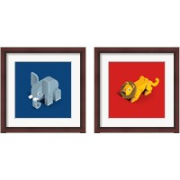 Framed 'Kids Animal 2 Piece Framed Art Print Set' border=