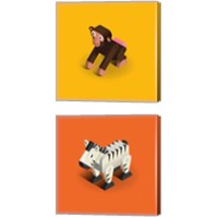 Framed 'Kids Animal 2 Piece Canvas Print Set' border=