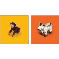 Framed 'Kids Animal 2 Piece Art Print Set' border=