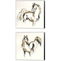 Framed 'Golden Horse 2 Piece Canvas Print Set' border=