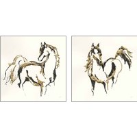 Framed 'Golden Horse 2 Piece Art Print Set' border=