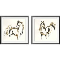 Framed 'Golden Horse 2 Piece Framed Art Print Set' border=