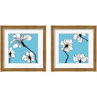 Framed 'Flowers in Blue 2 Piece Framed Art Print Set' border=