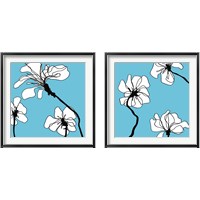 Framed 'Flowers in Blue 2 Piece Framed Art Print Set' border=