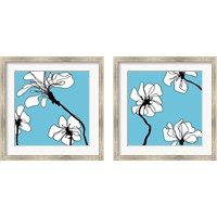 Framed 'Flowers in Blue 2 Piece Framed Art Print Set' border=