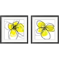 Framed 'Yellow Petals Three 2 Piece Framed Art Print Set' border=