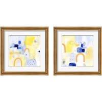 Framed 'Butterscotch and Blue 2 Piece Framed Art Print Set' border=