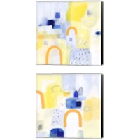 Framed Butterscotch and Blue 2 Piece Canvas Print Set