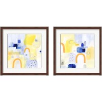 Framed 'Butterscotch and Blue 2 Piece Framed Art Print Set' border=