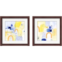 Framed Butterscotch and Blue 2 Piece Framed Art Print Set