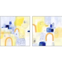 Framed Butterscotch and Blue 2 Piece Art Print Set