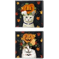 Framed 'Halloween Cat 2 Piece Canvas Print Set' border=