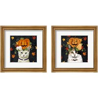 Framed 'Halloween Cat 2 Piece Framed Art Print Set' border=