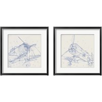 Framed Airplane Mechanical Sketch 2 Piece Framed Art Print Set