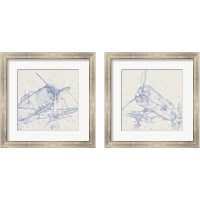 Framed Airplane Mechanical Sketch 2 Piece Framed Art Print Set