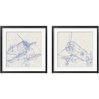 Framed 'Airplane Mechanical Sketch 2 Piece Framed Art Print Set' border=