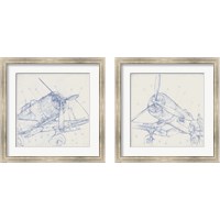 Framed Airplane Mechanical Sketch 2 Piece Framed Art Print Set