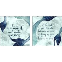 Framed 'Mermaid Inspirations 2 Piece Art Print Set' border=
