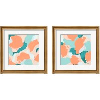 Framed 'Peach Fizz 2 Piece Framed Art Print Set' border=