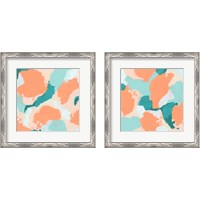 Framed 'Peach Fizz 2 Piece Framed Art Print Set' border=