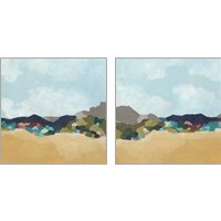 Framed 'Patchwork Hillside 2 Piece Art Print Set' border=