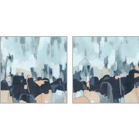 Framed Abstracted Indigo Skyline 2 Piece Art Print Set