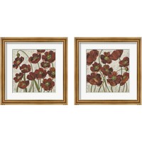 Framed 'Sangria Poppies 2 Piece Framed Art Print Set' border=